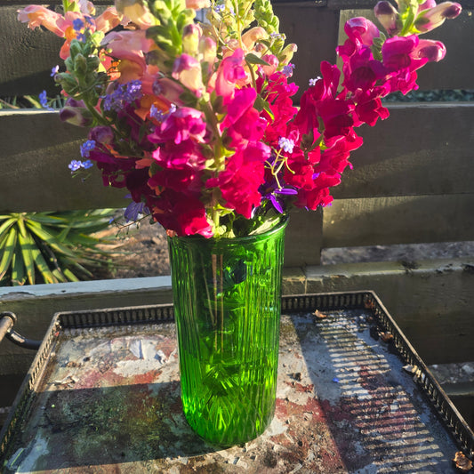 Vintage Emerald Art Deco Pillar Vase