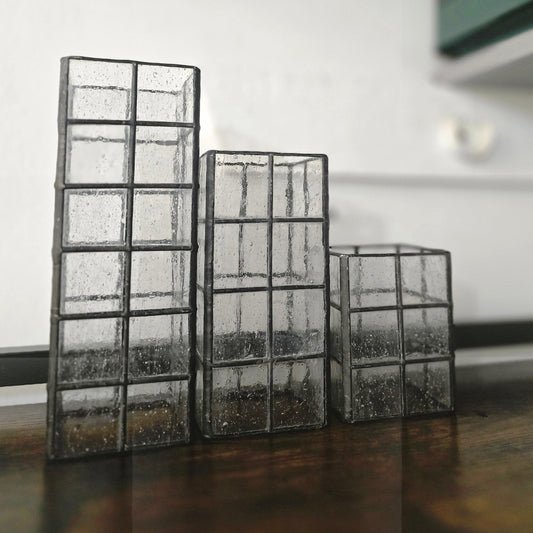 Industrial Recycled Glass Tealight sheilds Set of III
