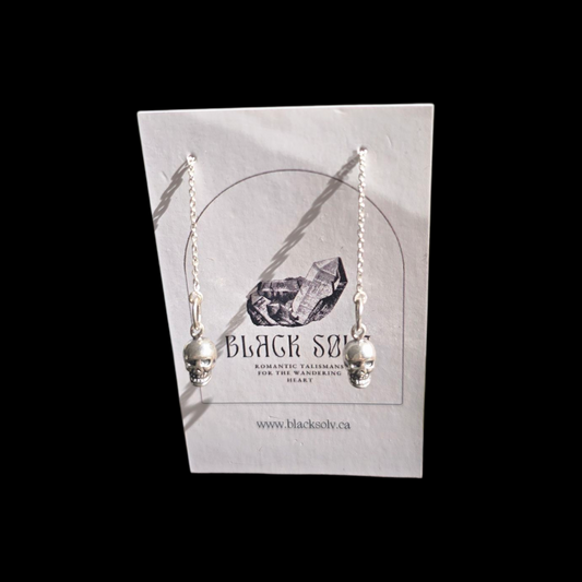 Vanitas Sterling Silver Skull Threader Earrings