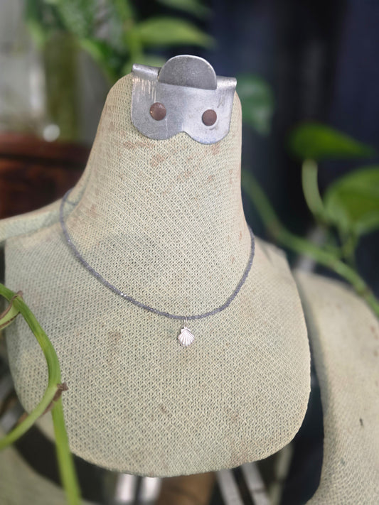 The Shell of Amphitrite – Iolite & Silver Seashell Necklace Talisman