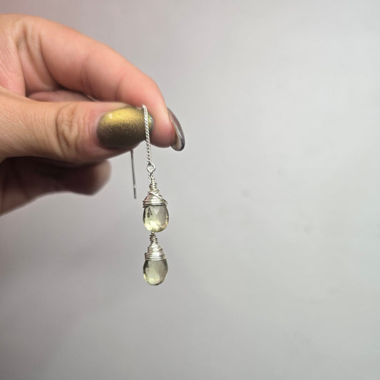 Solar Tears – Citrine Threader Earrings