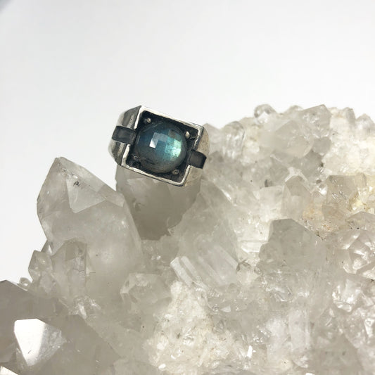 Rose Cut Labradorite Persephone Signet Ring