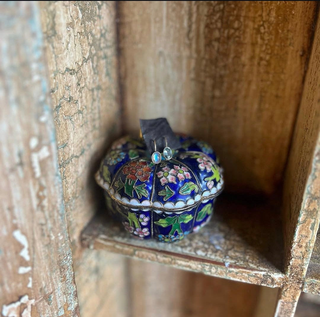 Moonstone & Sapphire Stars Earring Set