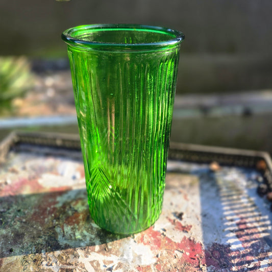 Vintage Emerald Art Deco Pillar Vase