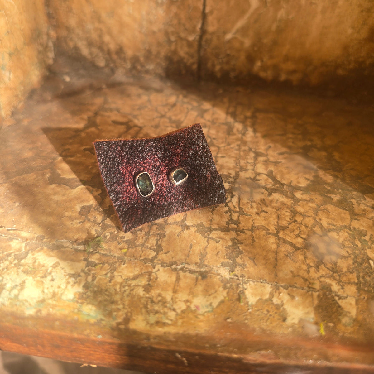 Wabi-Sabi Green Sapphire Studs