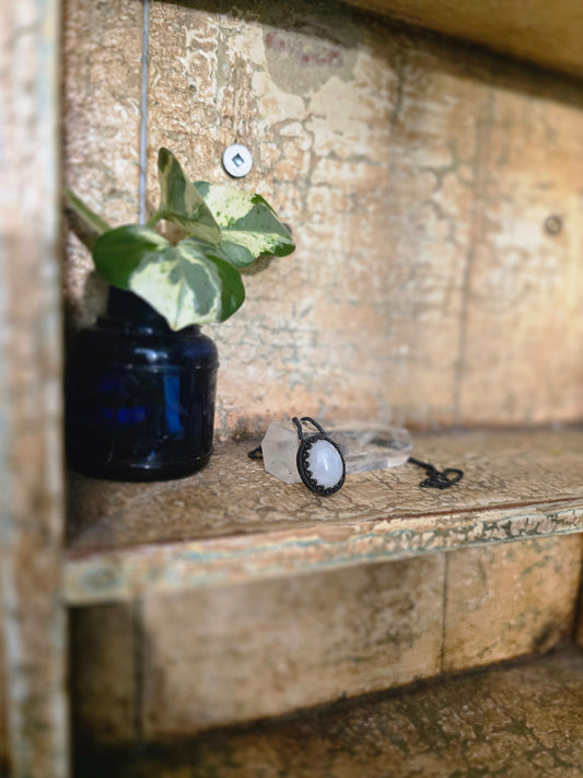 Guanyin — White Burmese Jadeite Talisman Necklace